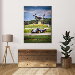 Stampa su Tela: Pagani Huayra R vs Eurofighter Typhoon – 120x80cm